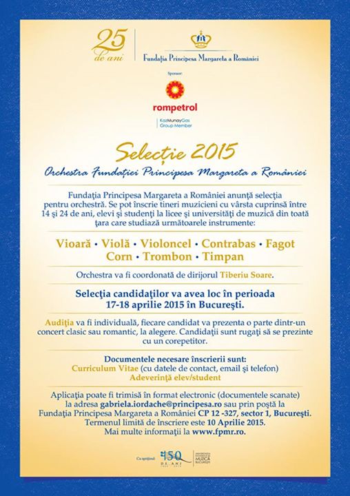 Selectia anuala a Orchestrei Fundatiei Principesa Margareta a Romaniei