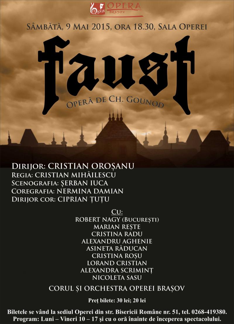 Reputatul tenor Robert Nagy - "invitat special" în FAUST la Opera Braşov