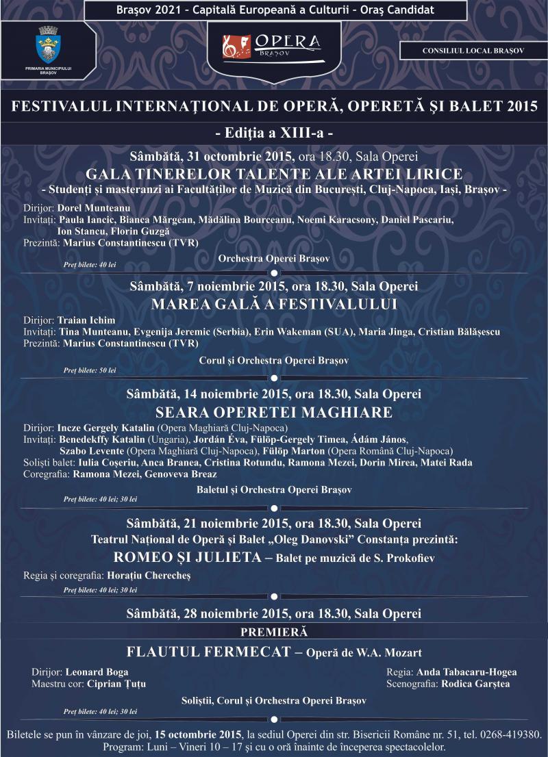 Festivalul Internațional de Operă, Operetă și Balet 2015 - Ediția a XIII-a