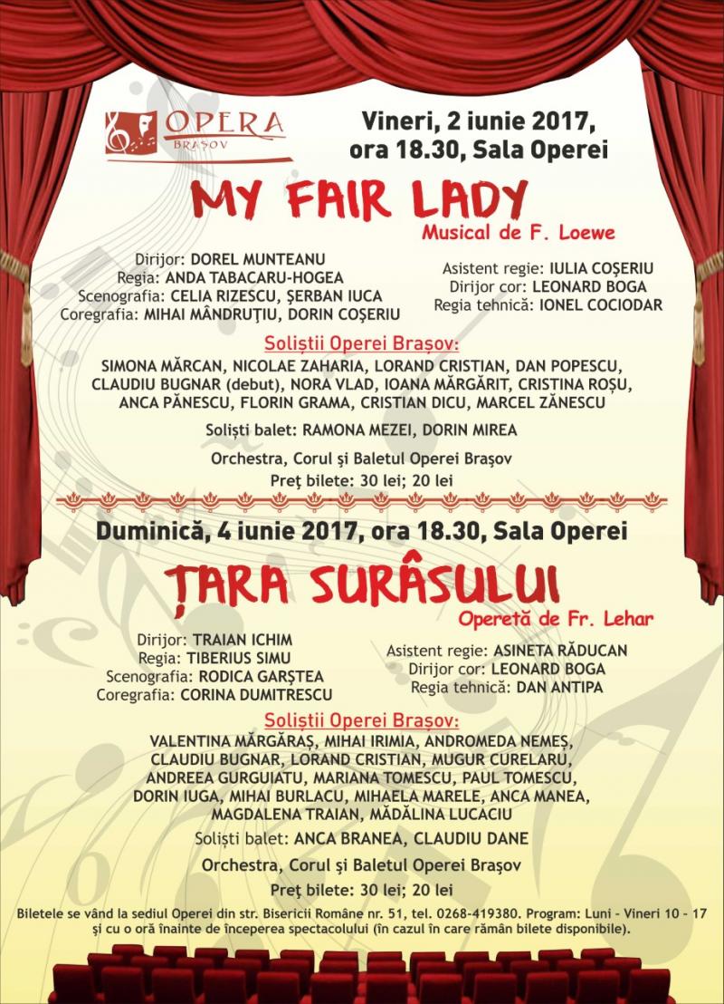 "My Fair Lady" și "Țara Surâsului", două lucrări de succes,  pe scena Operei Brașov