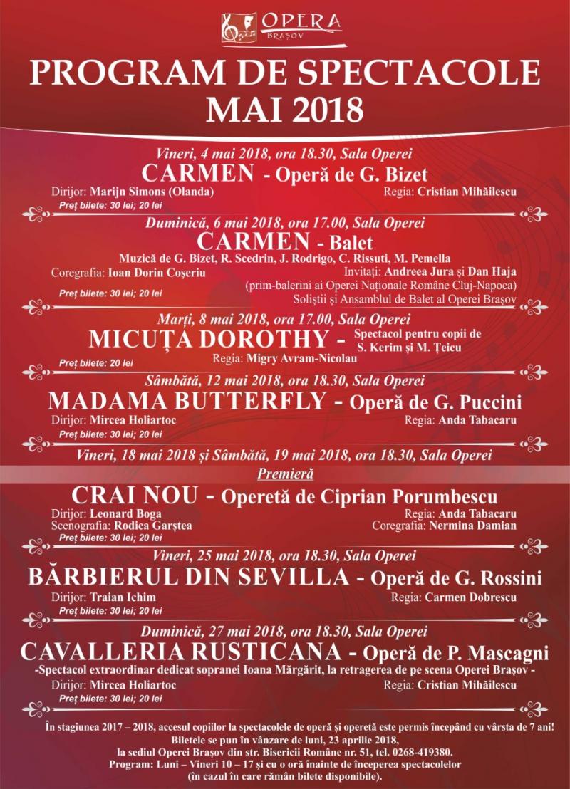 Program de spectacole - Mai 2018