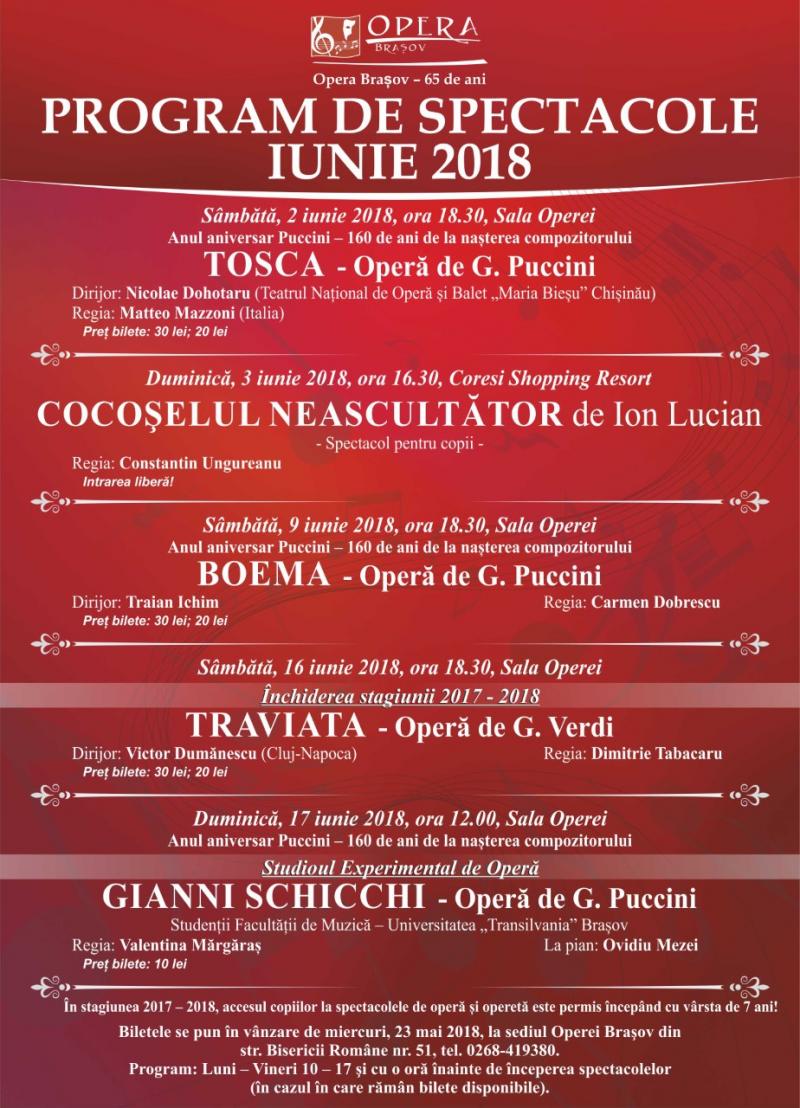Program de spectacole - Iunie 2018