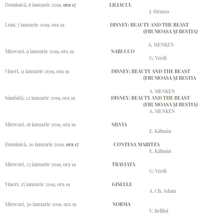 Program ianuarie 2019