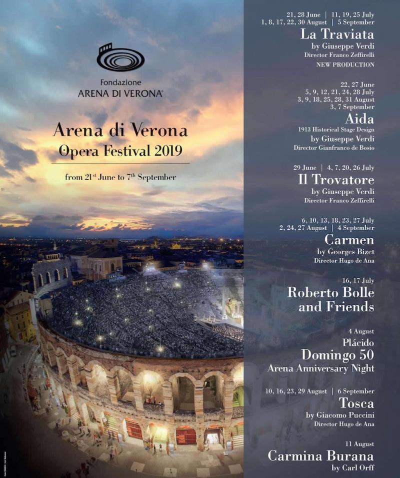 Calendar Arena din Verona - iulie 2019