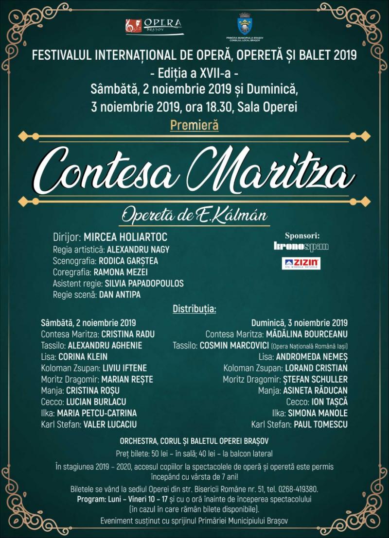 "Contesa Maritza", premiera care încheie Festivalul InternaÈ›ional de Operă, Operetă È™i Balet 2019!