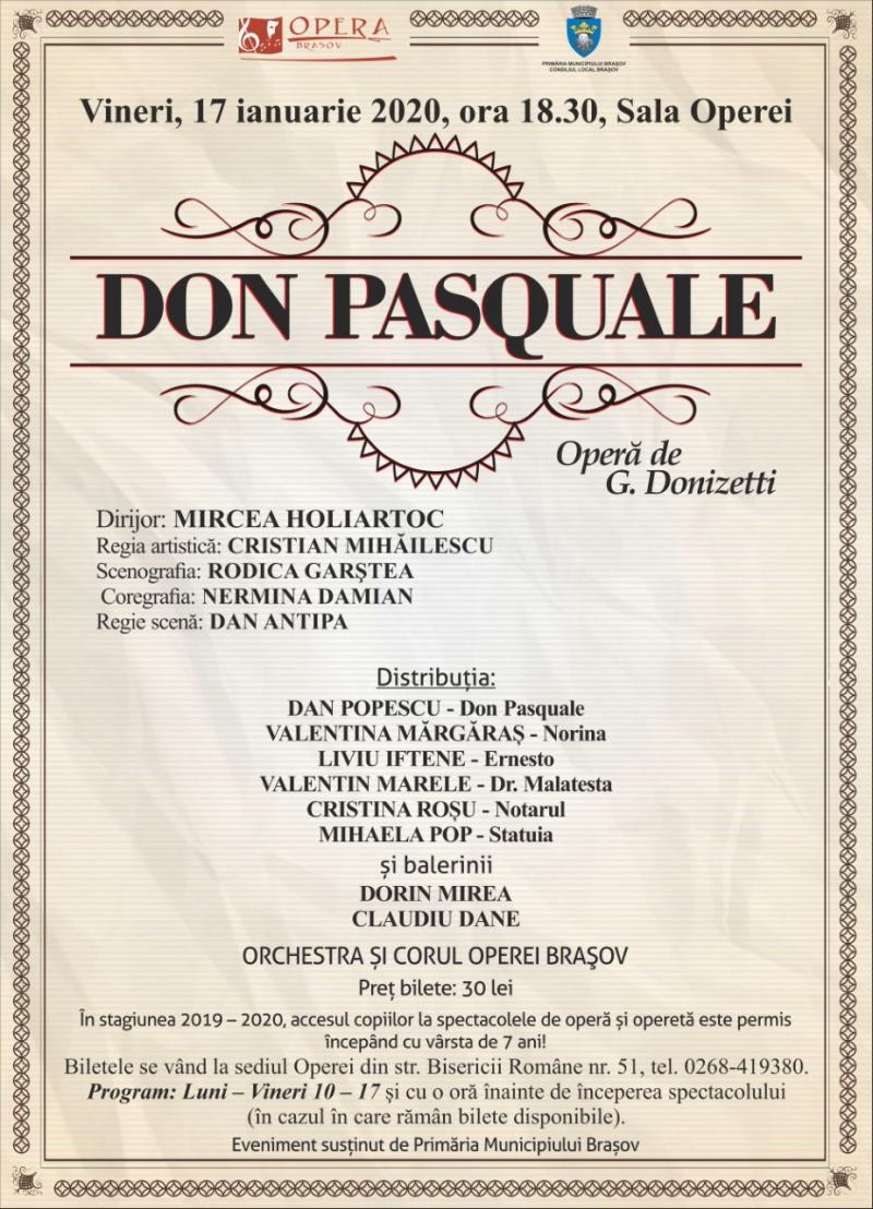 „Don Pasquale” vă invită la Opera Brașov!