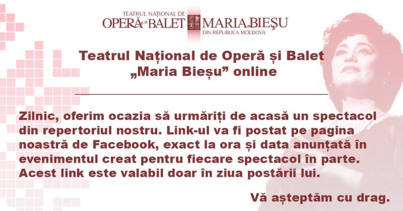 Opera din Chișinău transmite spectacole online