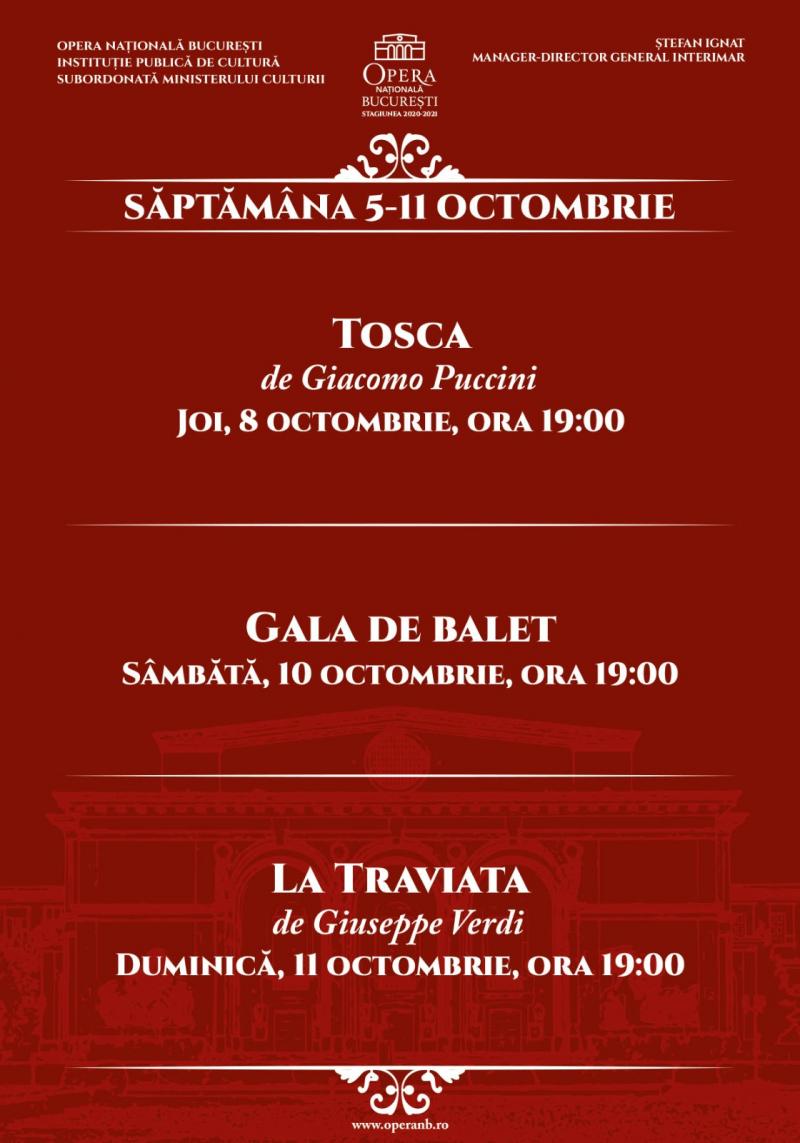 Stagiunea 2020-2021 se deschide cu spectacolul "Tosca"