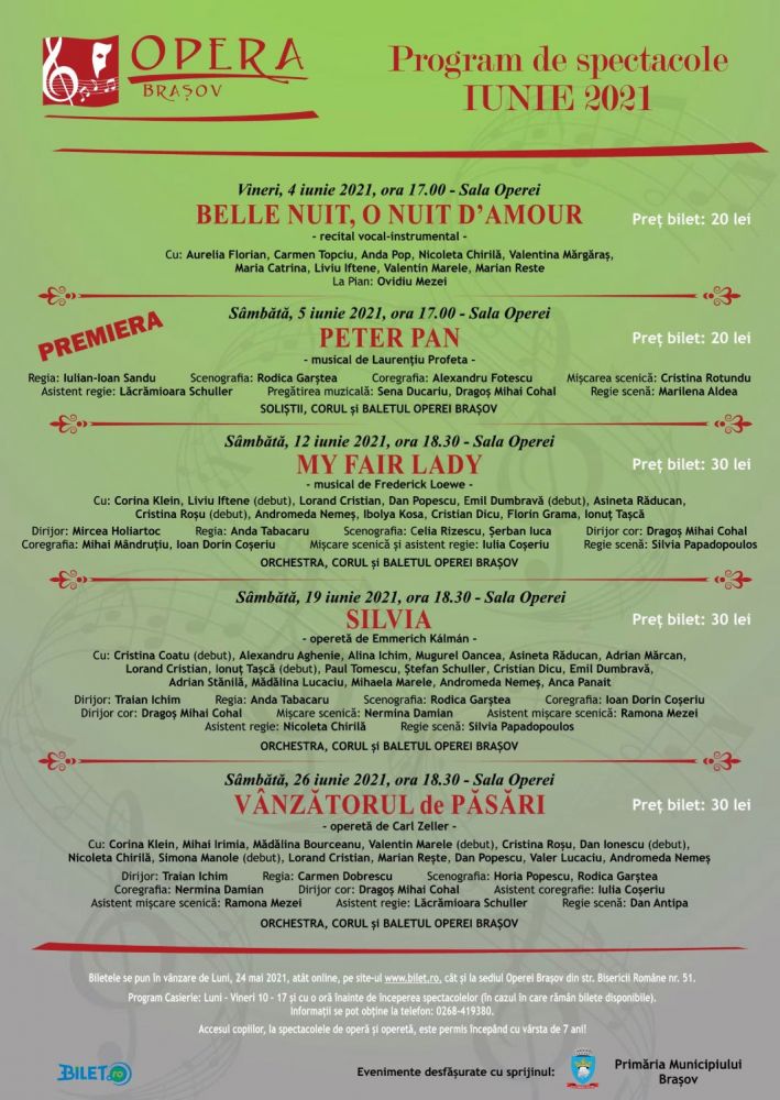 Program de spectacole - Iunie 2021