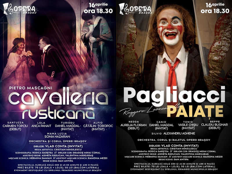 „Cavalleria Rusticana” și „Paiațe” pe scena Operei Brașov