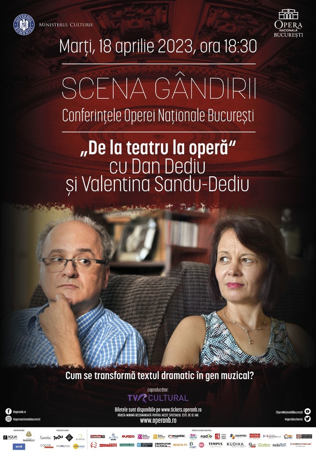Scena Gândirii din aprilie îi aduce pe Dan Dediu și Valentina  Sandu-Dediu pe scena Operei Naționale București