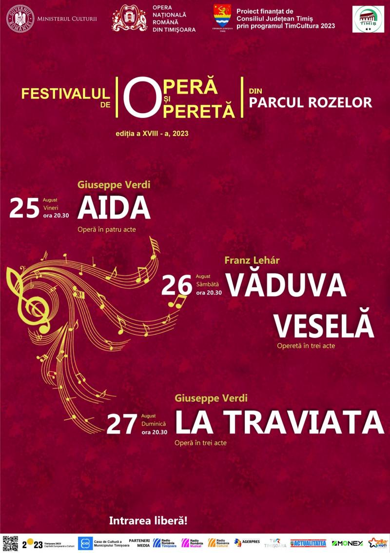 Aida, Văduva veselă și La Traviata la Festivalul de operă și operetă ediția 2023