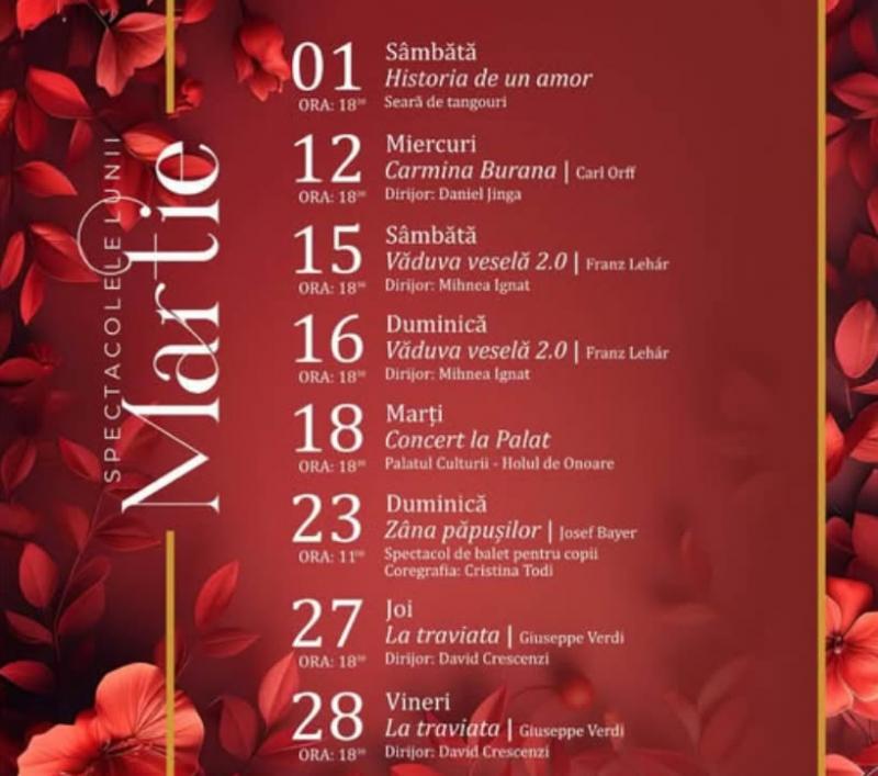 Se pun în vânzare biletele de intrare la spectacolele Operei Iași din luna martie