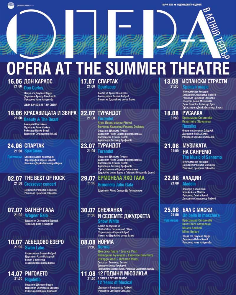Operă în 2026 la Teatrul de Vară din Varna