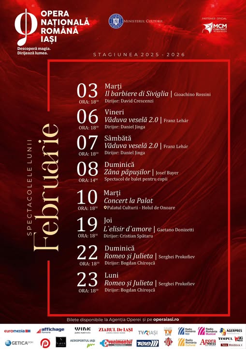 Opt spectacole în luna februarie la Opera Iași. Biletele se pun în vânzare astăzi