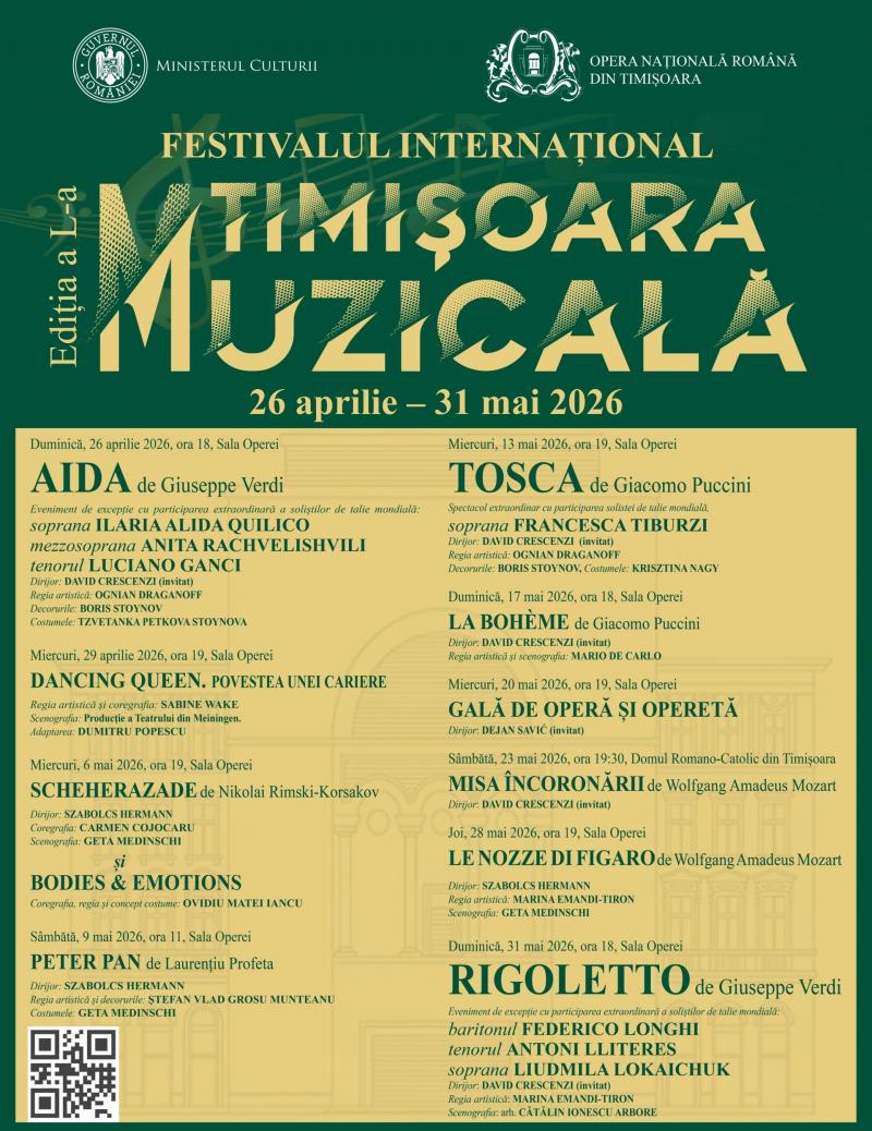 Festivalul Internațional „Timișoara Muzicală” continuă cu două capodopere pucciniene: „Tosca” și „La Bohème”
