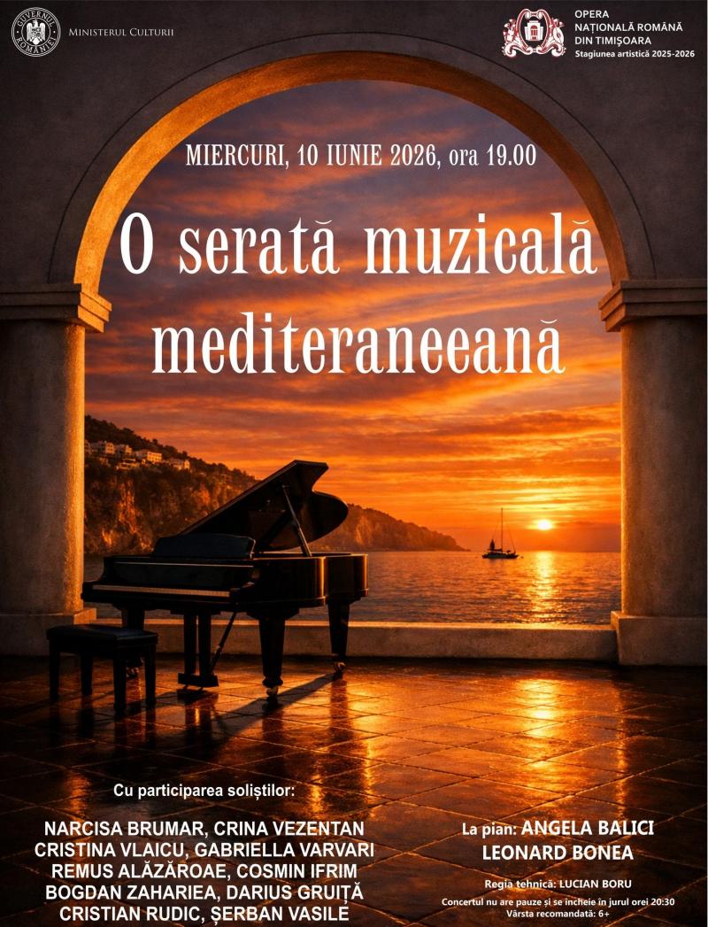 Serata muzicala mediteraneeana la Opera Nationala Romana din Timisoara