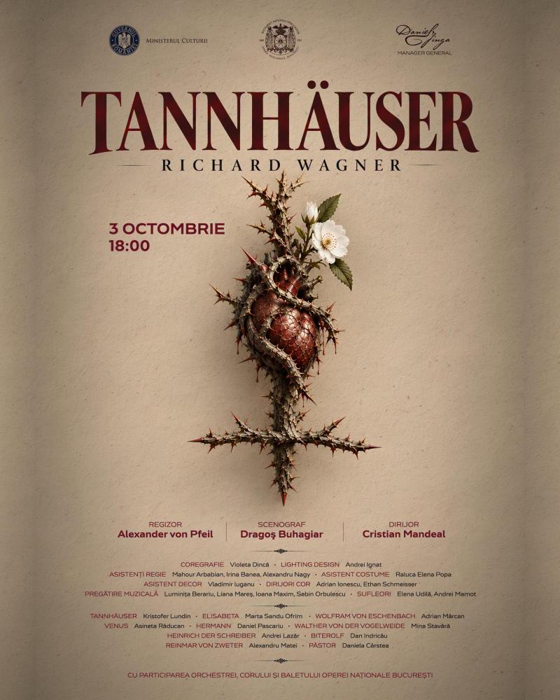 Premiera „Tannhäuser” de Wagner deschide stagiunea 2026-2027 la Opera Națională București